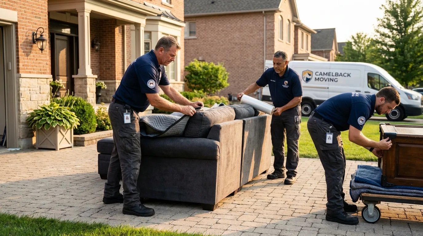 Large estate moving crew wrapping furniture in Stroud, OK